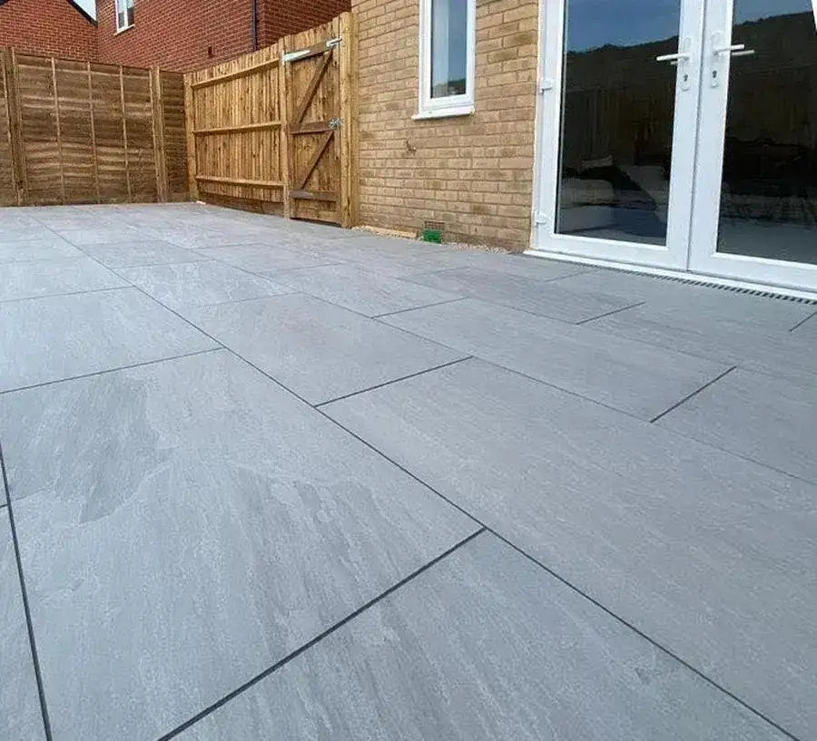 grey porcelain paving slabs 900 x 600