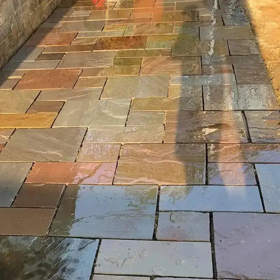 raj blend Indian sandstone paving