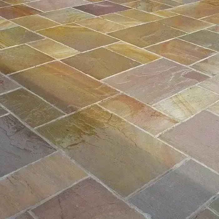 Indian sandstone paving patio slabs, Rippon buff