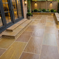 Rippon buff Indian sandstone paving slabs 900 x 600