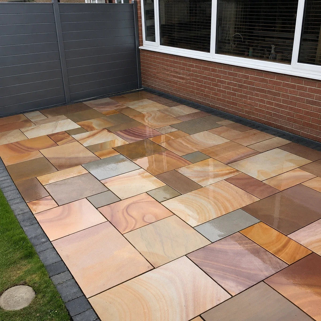 rippon buff smooth sandstone paving patio packs