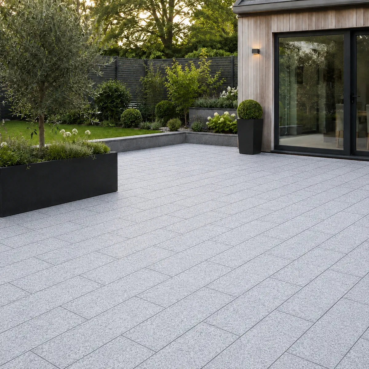 silver grey granite paving planks linear 900 x 200
