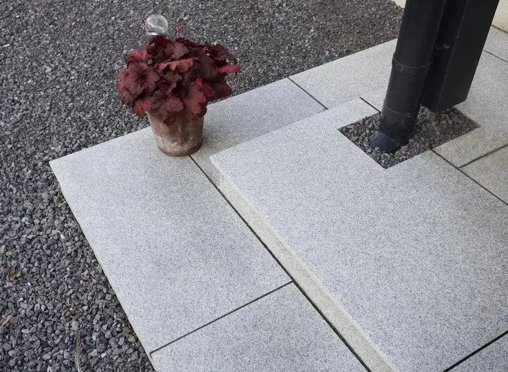 silver grey granite paving stones