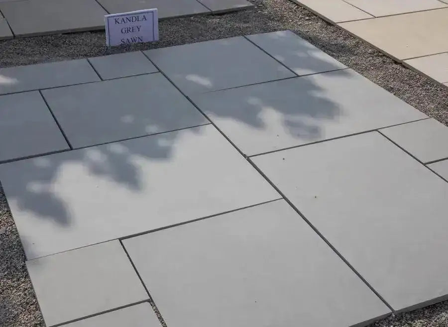smooth Indian sandstone paving sawn honed grey
