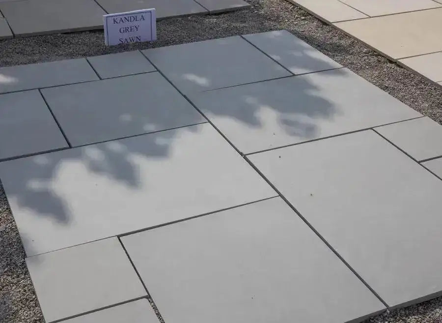 smooth Indian sandstone paving sawn honed grey