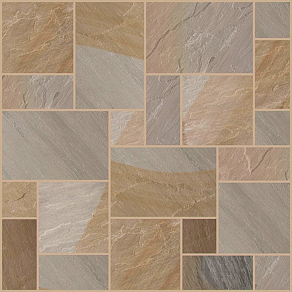 two tone sandstone paving