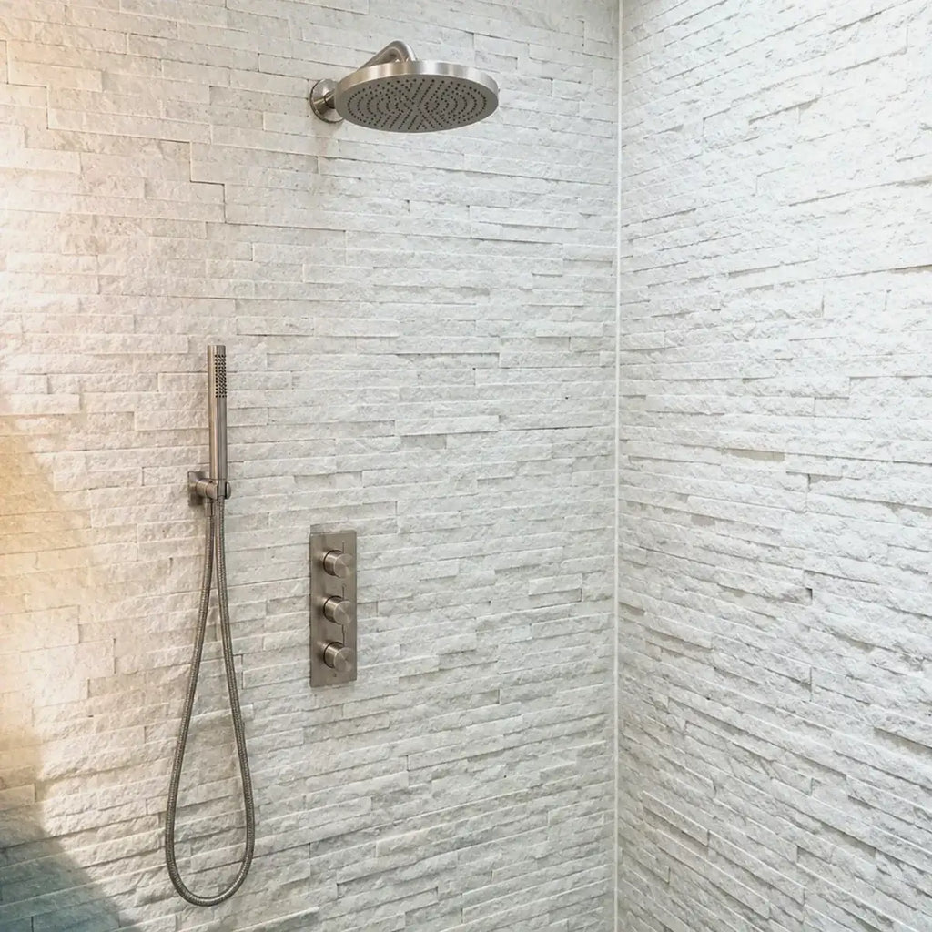 white sparkle split face tiles