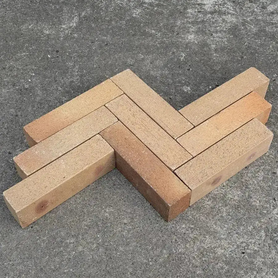 yellow buff clay slim brick pavers