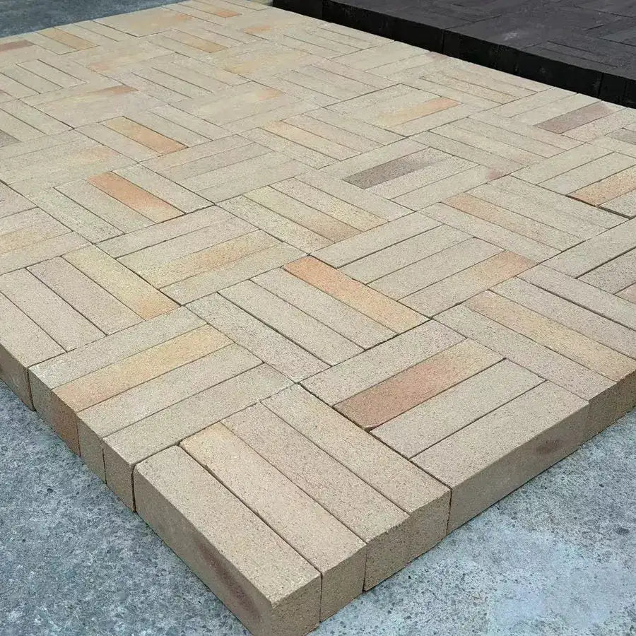 yellow buff clay slim brick pavers