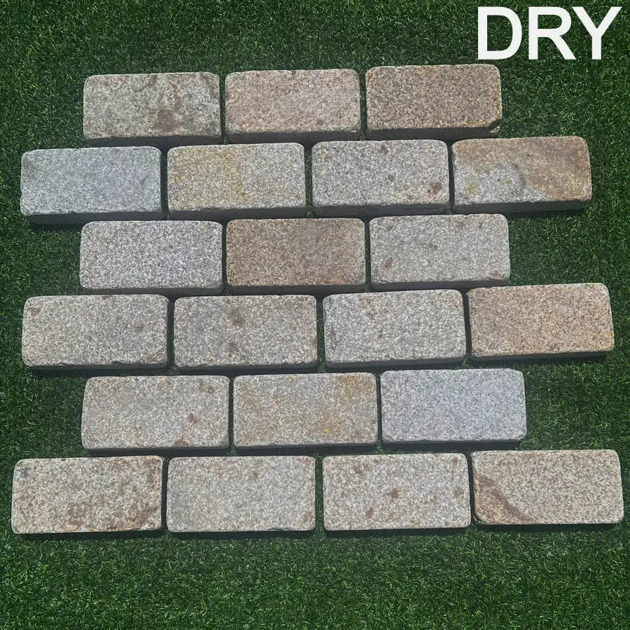 Imperial Yellow Granite Setts Sawn Tumbled 200 x 100 x 50