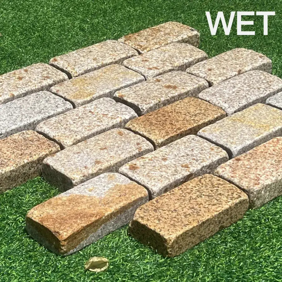 Imperial Yellow Granite Setts Sawn Tumbled 200 x 100 x 50