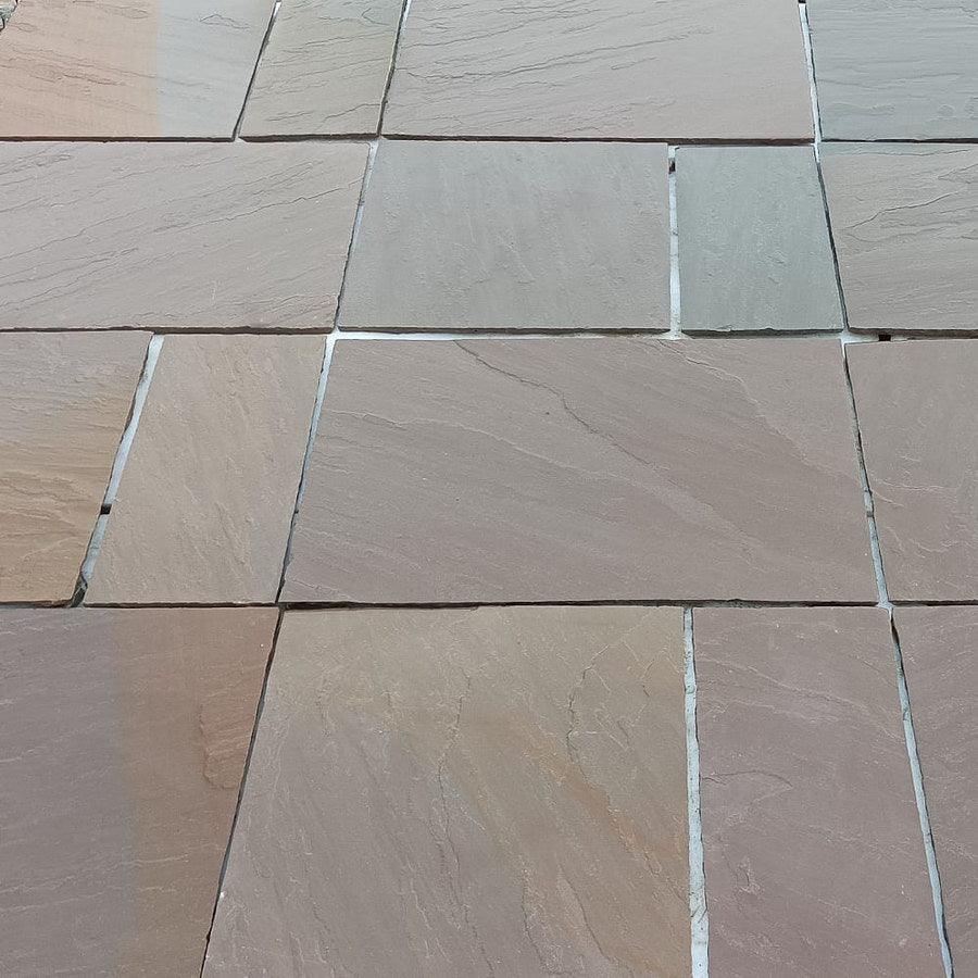Autumn blend Indian sandstone paving slabs