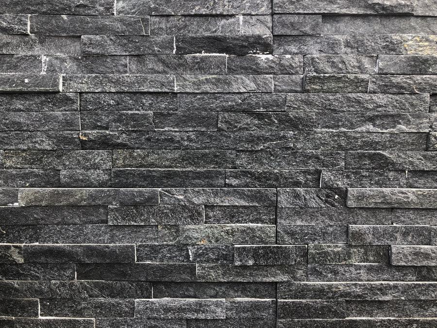 black sparkle quartz split face tiles