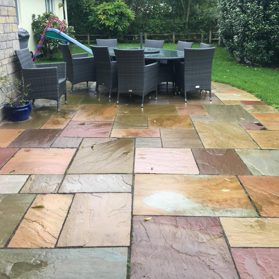 raj blend sandstone patio paving